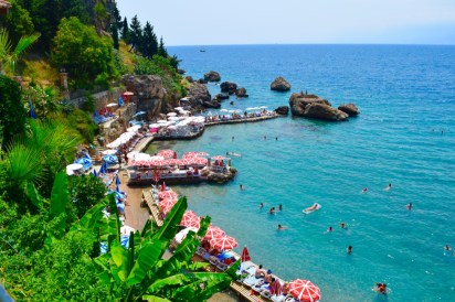 This beautiful coastline in Antalya, a relaxing place for a swim and a good view for lunch.