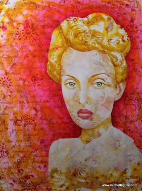 This beautiful woman representing a solo traveller. Painting by talented Michelle Gilks.