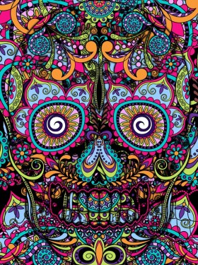 Another awesome day of the dead drawing. We need to celebrate the dead more, and hope they are living just as colourful life 'on their holiday' after life.